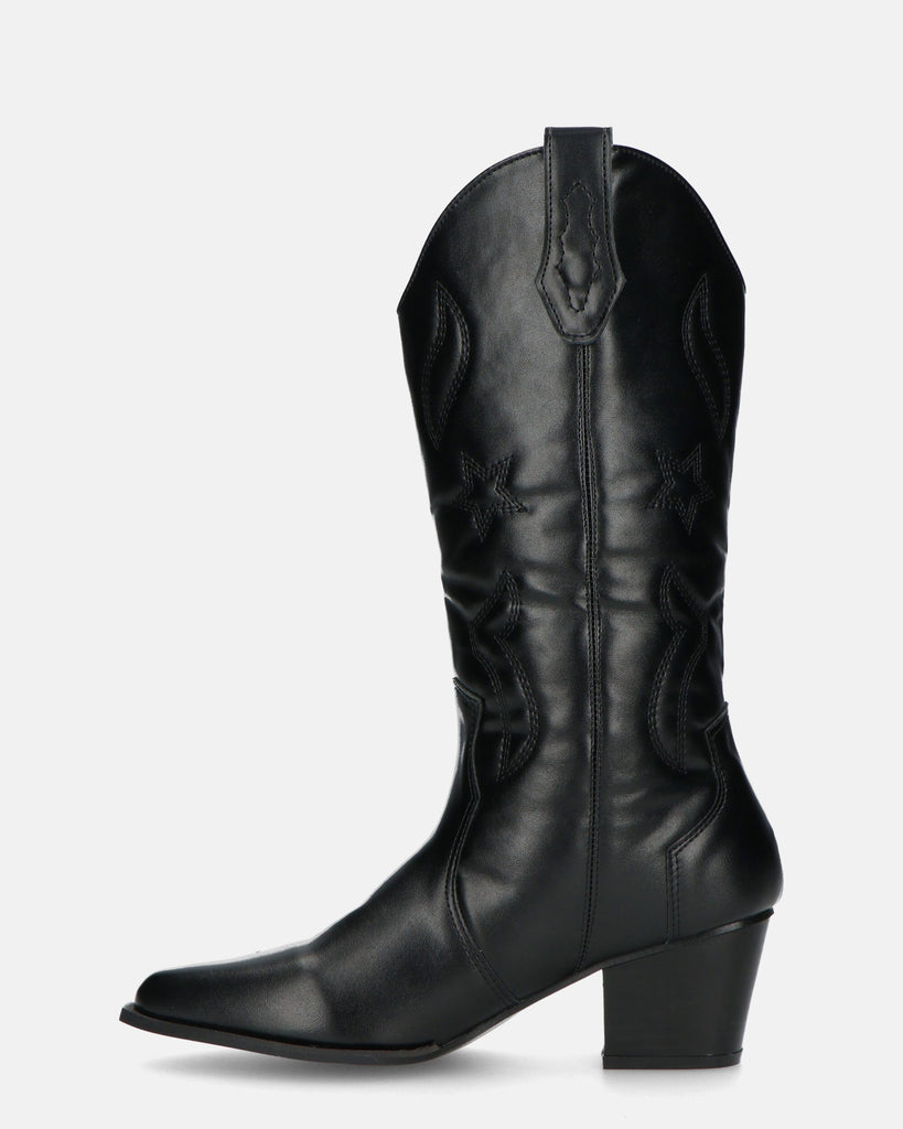 2 en 1 - ERIS - camper boots texanes en simili cuir avec jean amovible