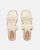 KALI - sandales en tissu beige clair avec pierres précieuses