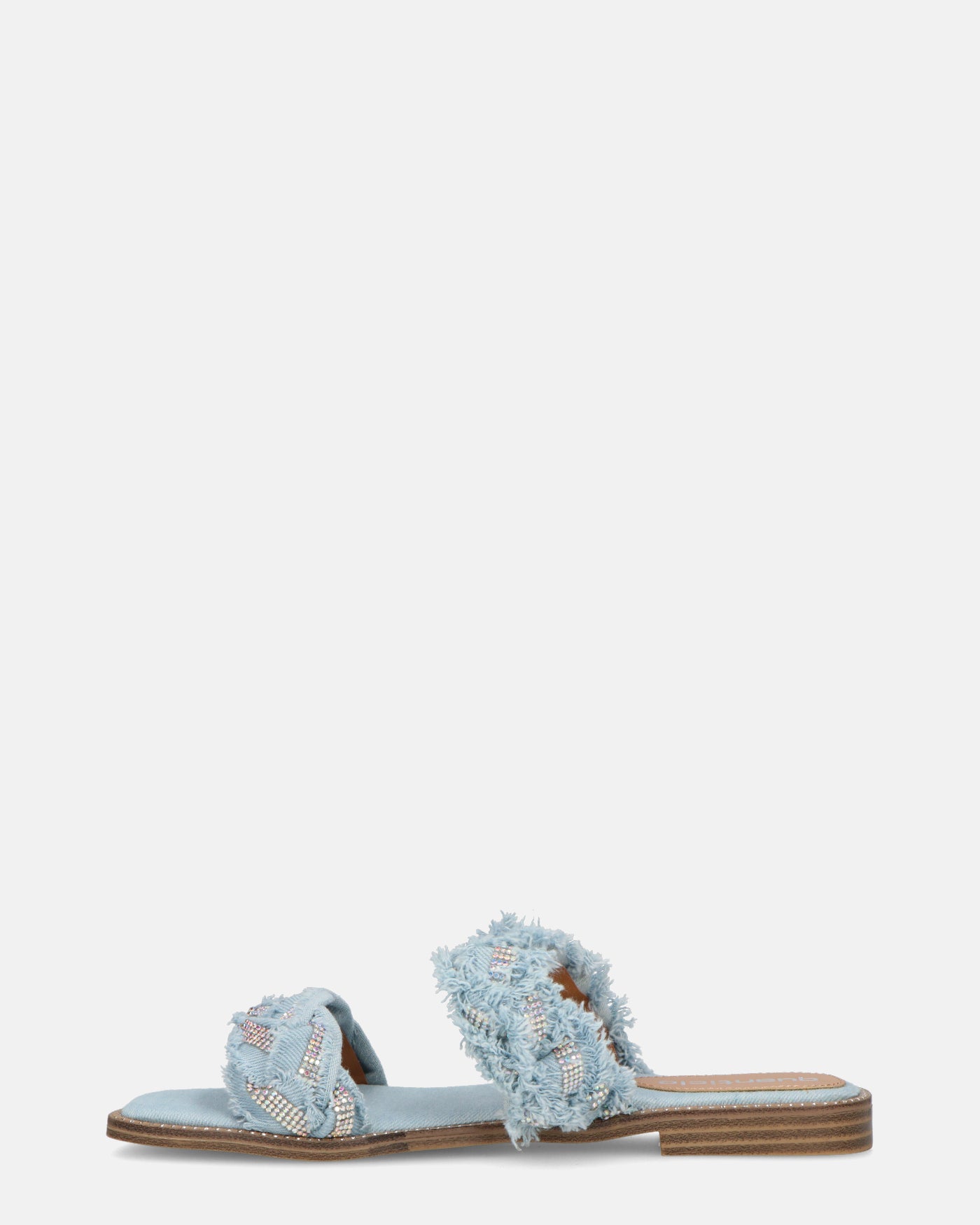 KALI - sandales en tissu denim clair avec pierres précieuses