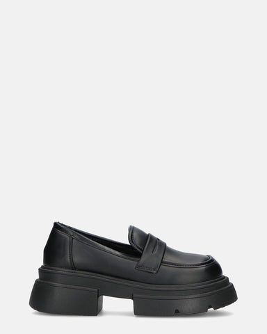 MARIKA - chaussures plates mocassins à plateforme noir