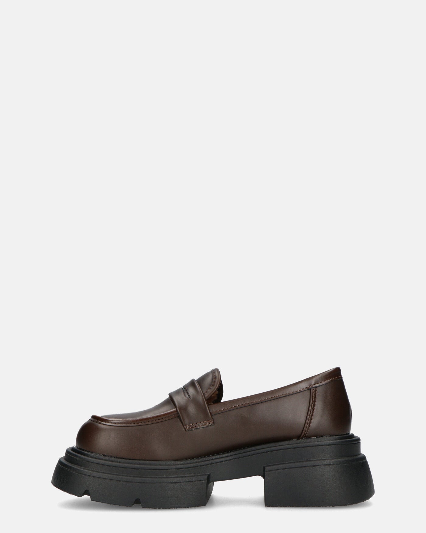 MARIKA - chaussures plates mocassins à plateforme marron