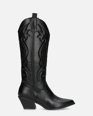 MIYA - camper boots avec motifs noirs et fermeture éclair latérale