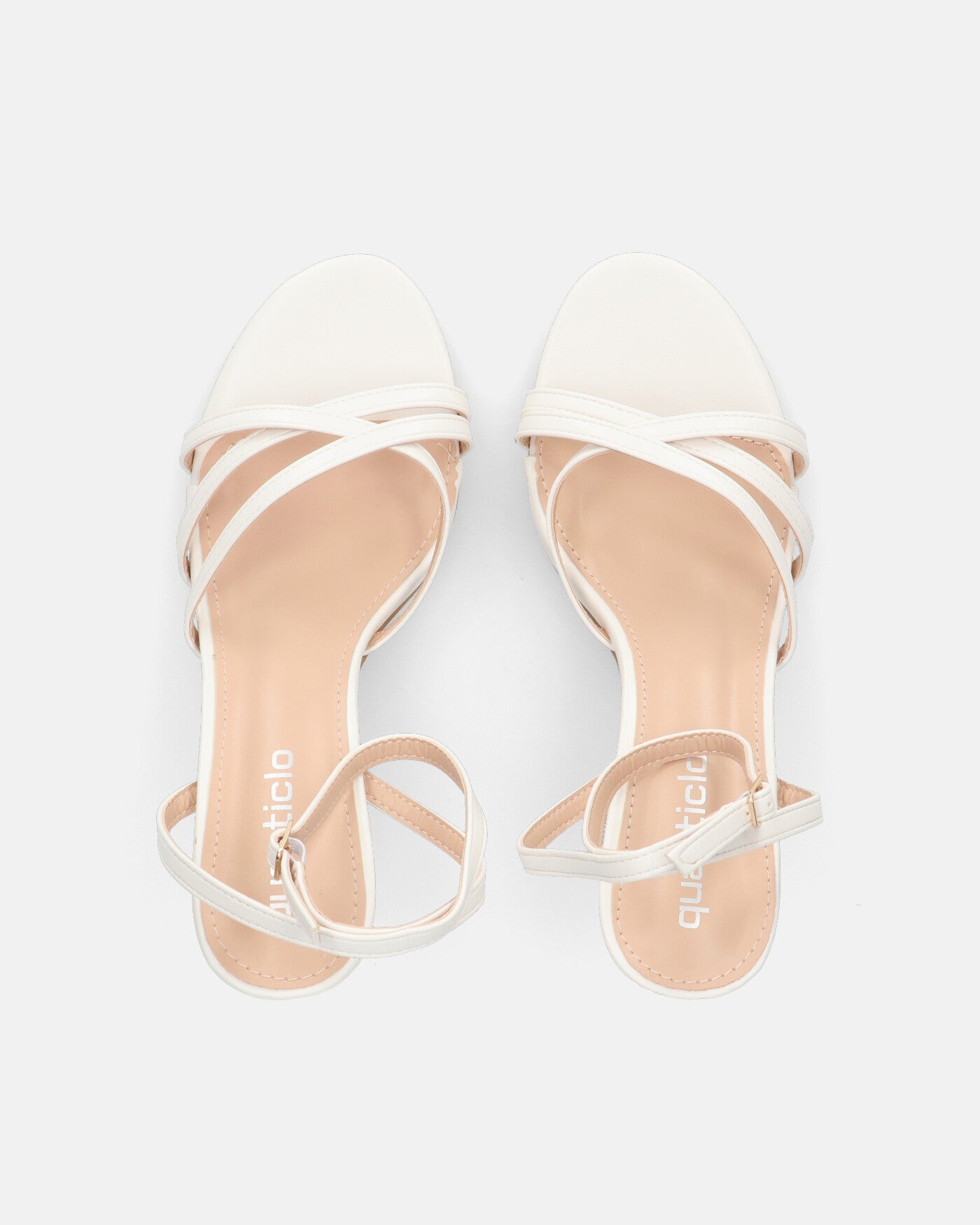 PHENYO - white high heels with strap and beige sole