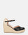 REDIA - sandales à semelles compensées en paille et bout en éco-cuir noir