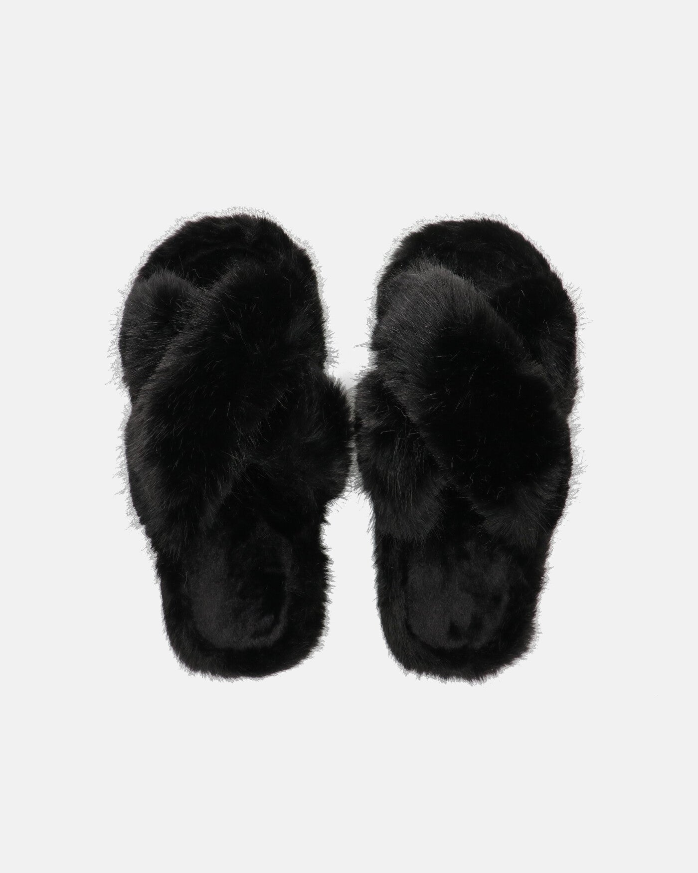 SUZUE - chaussons ouverts en fourrure noire