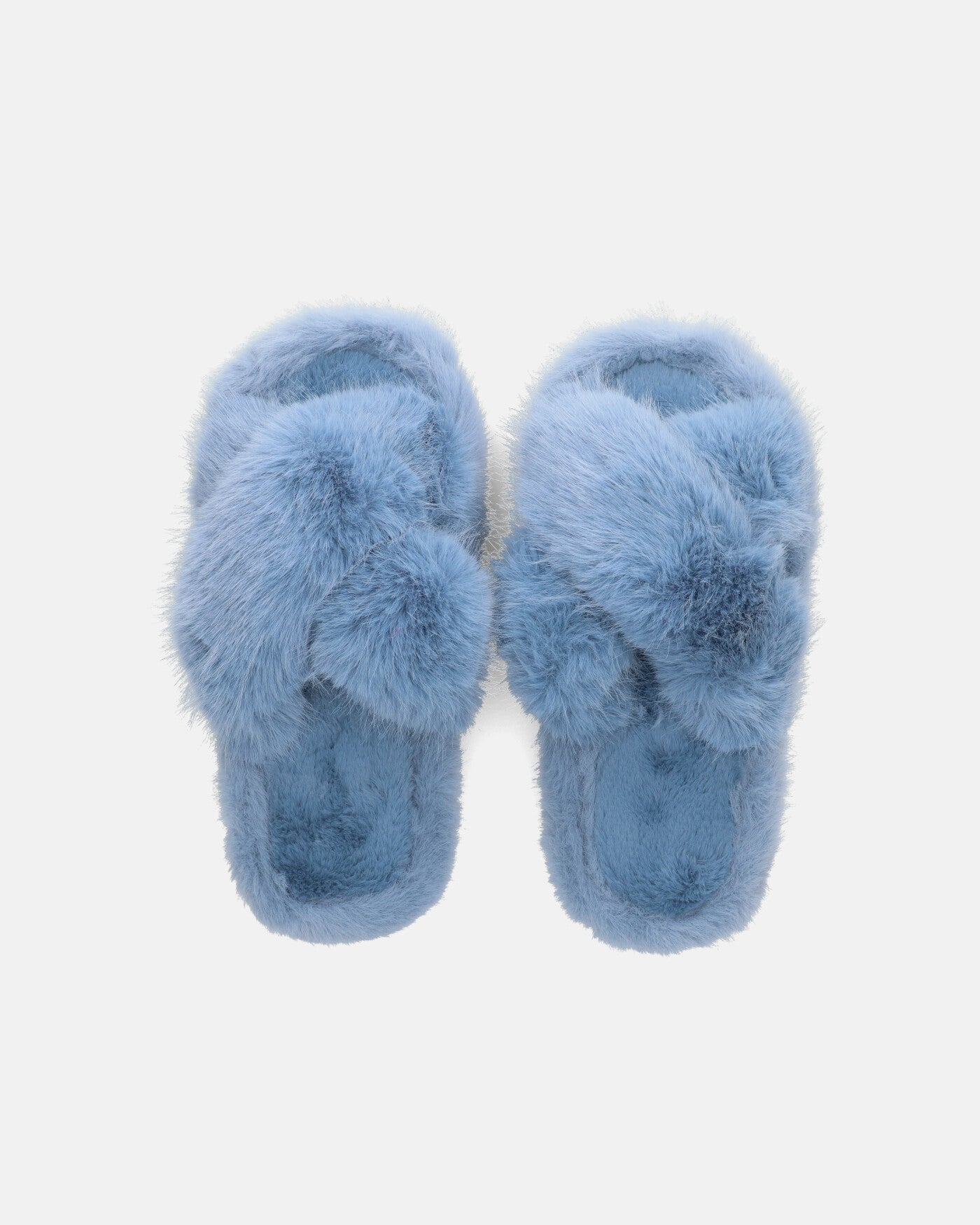 SUZUE - chaussons ouverts en fourrure bleu