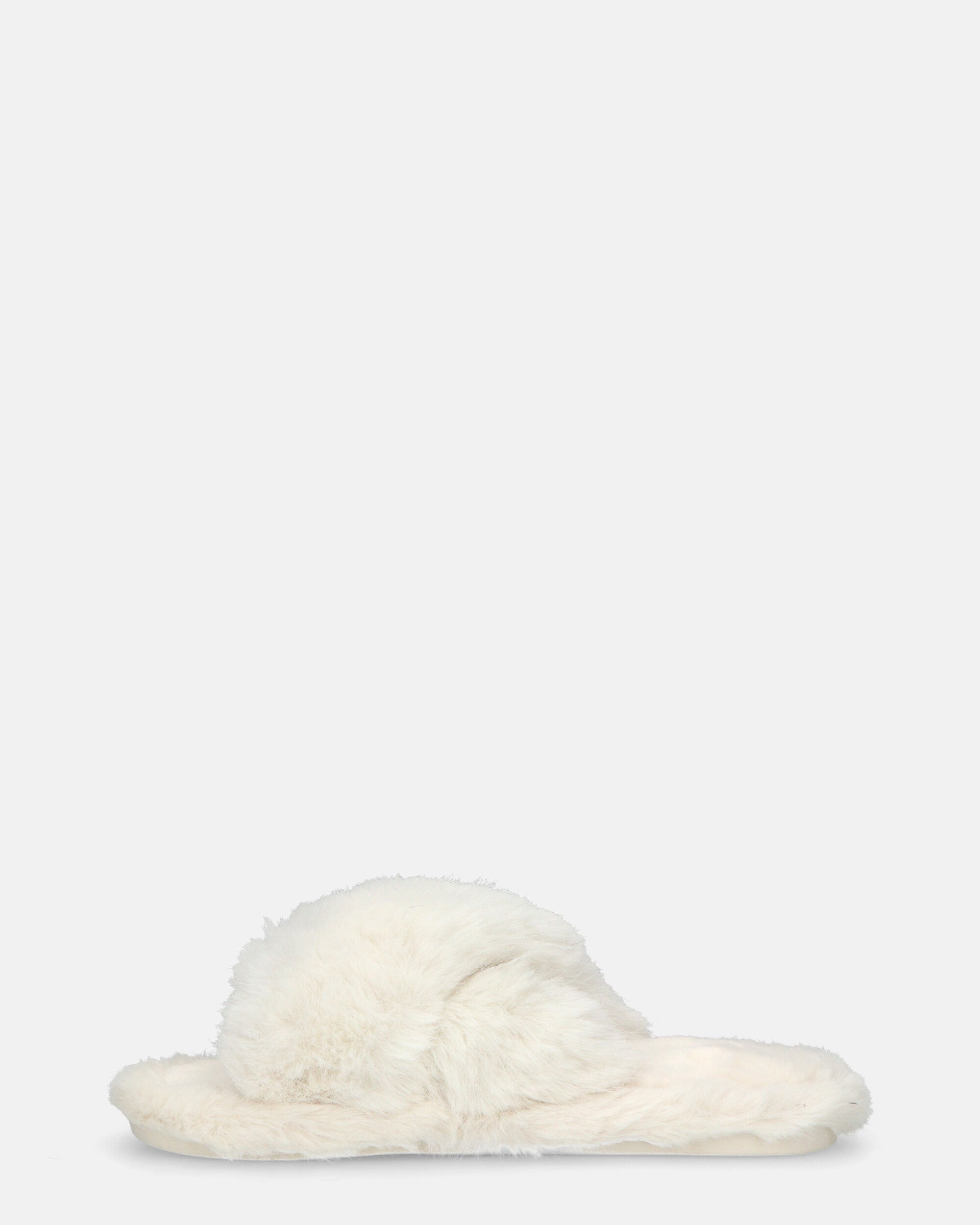 SUZUE - chaussons ouverts en fourrure blanc