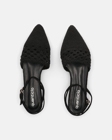 SWAMI - sandales plates noires avec décoration