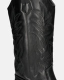 VITA - camperos en éco-cuir noir avec broderie et zip