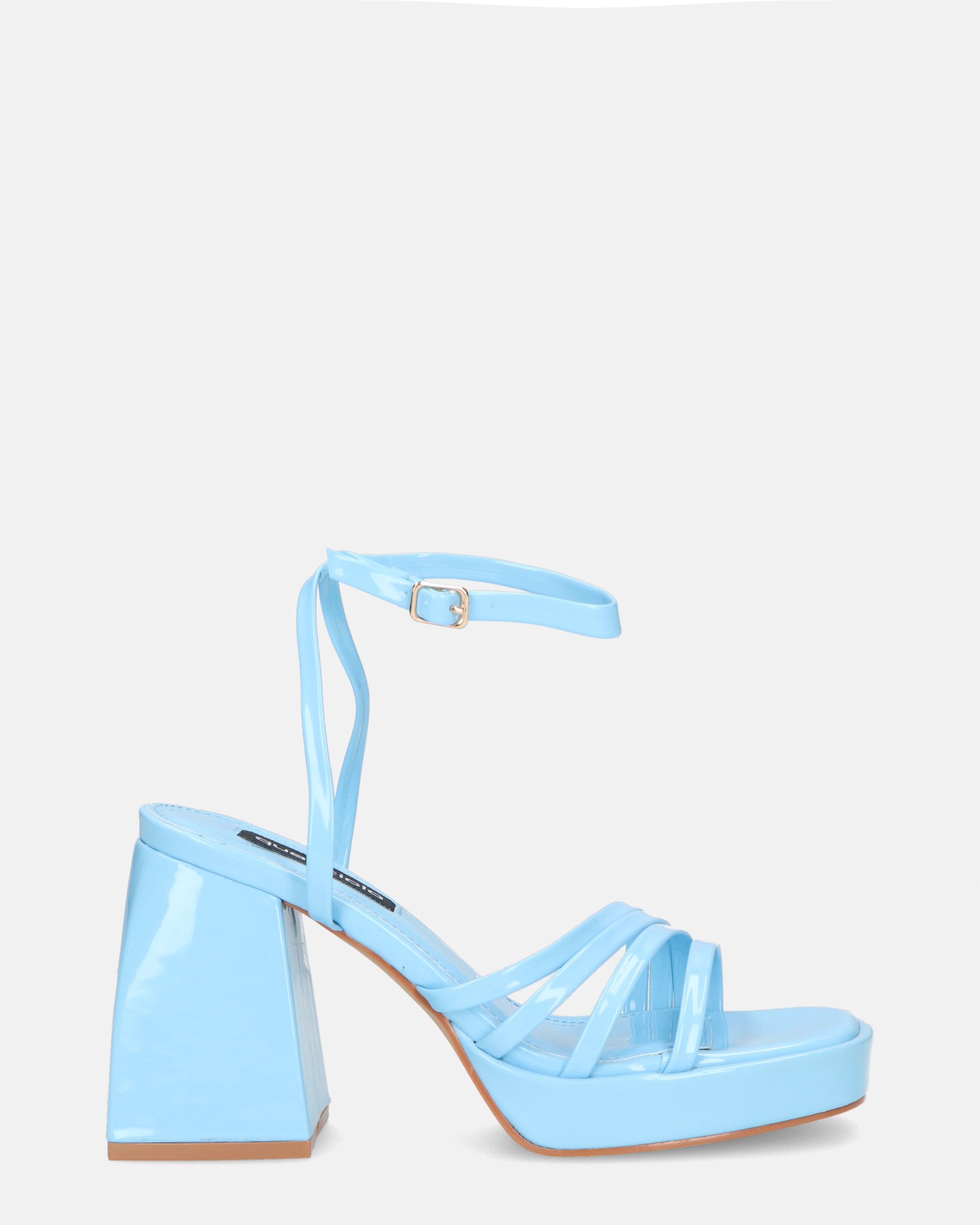 WINONA - sandales en verre bleu clair à talon carré