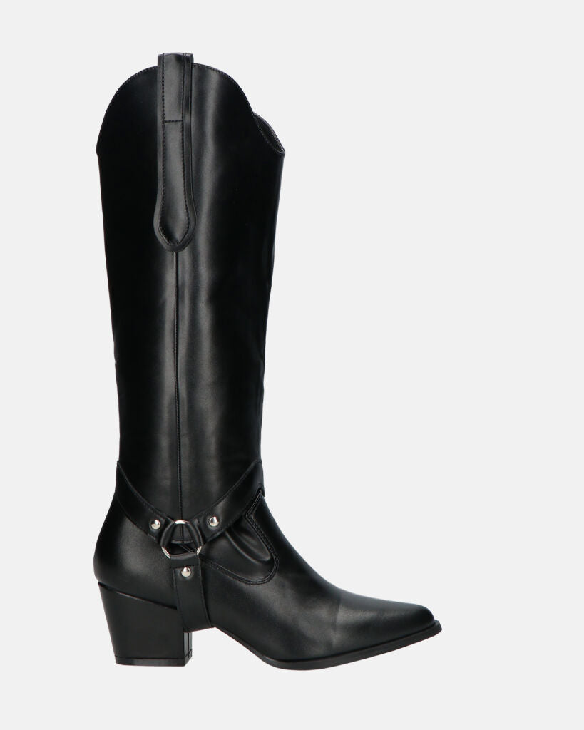 2 en 1 - CAMILA - boots texanes avec tige amovible en éco-cuir noir