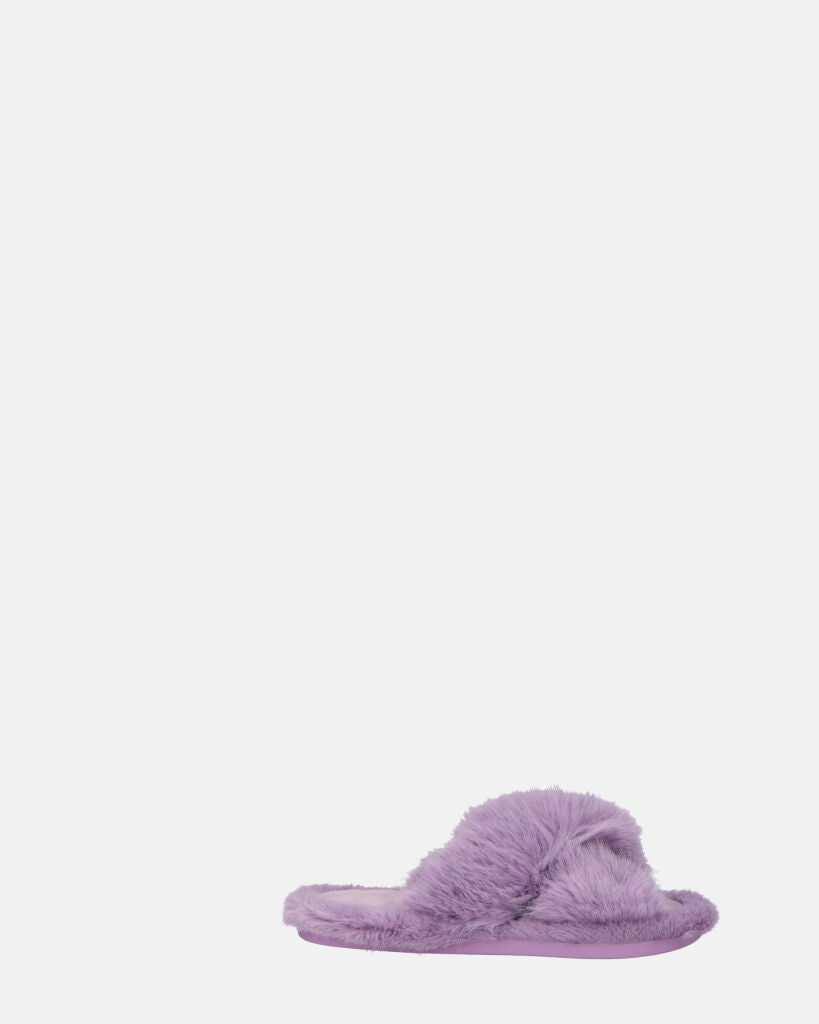 SUZUE - chaussons ouverts en fourrure violet