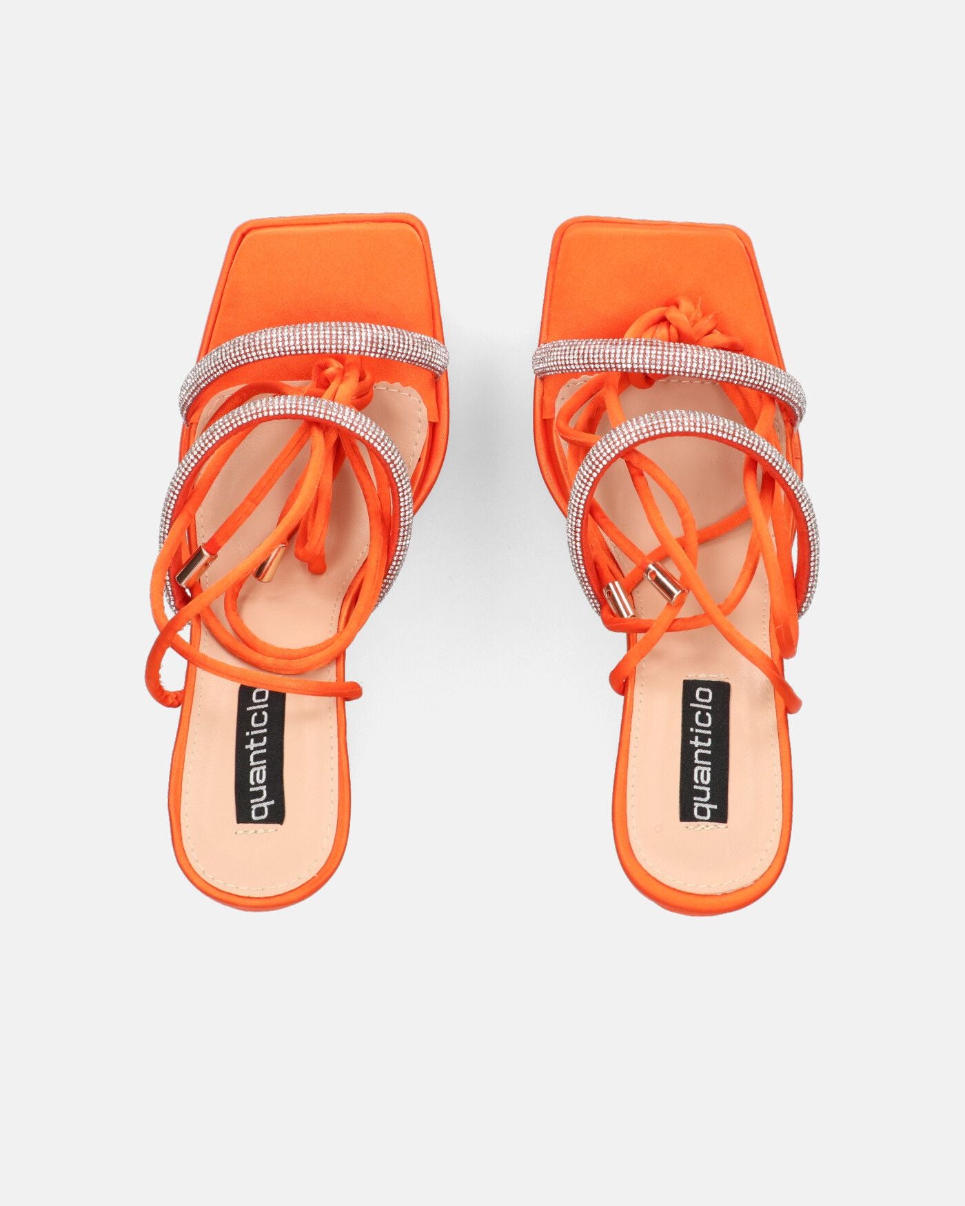 BIRGIT - sandales satin orange à strass