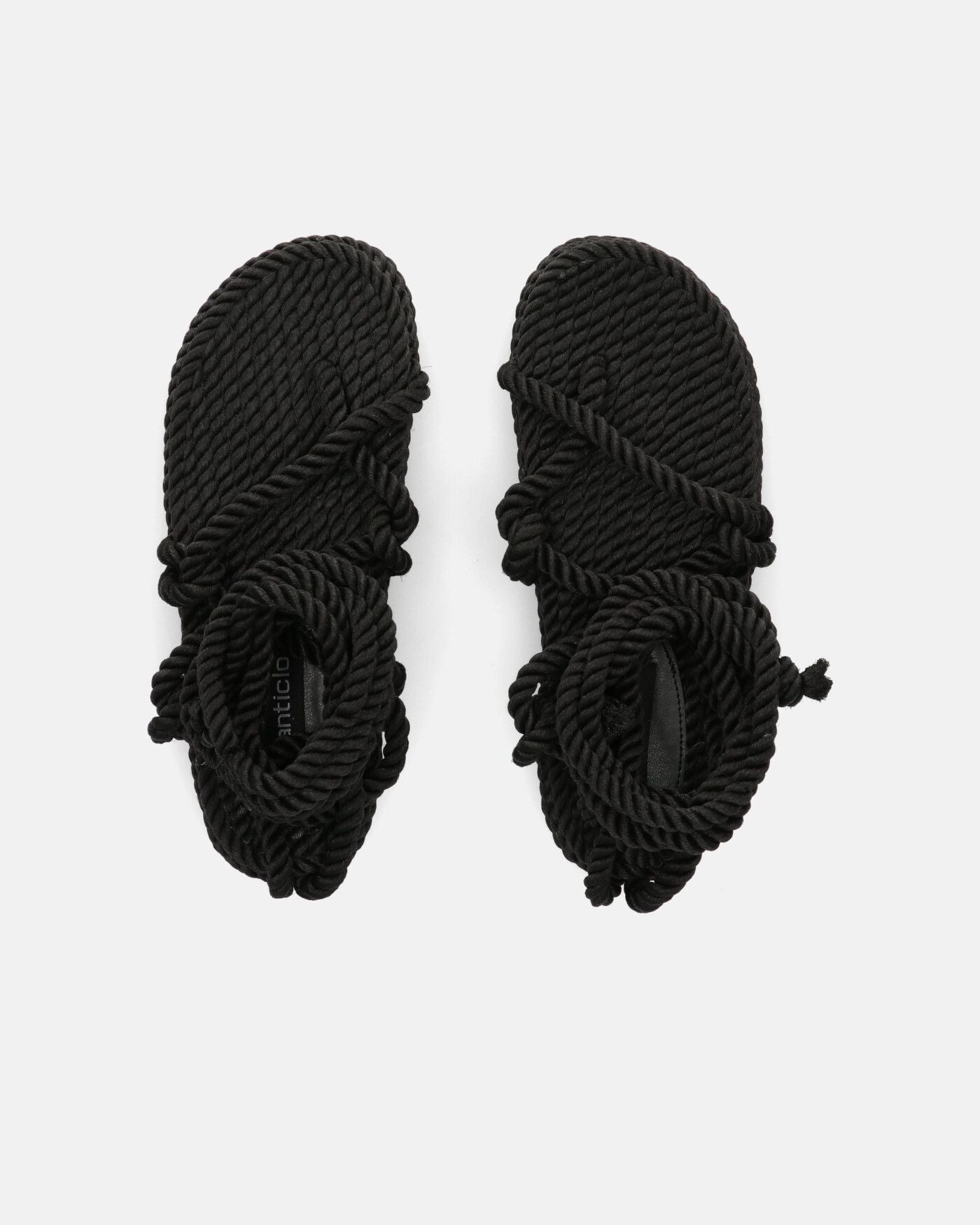 IRYNA - sandales basses noir en corde tressée