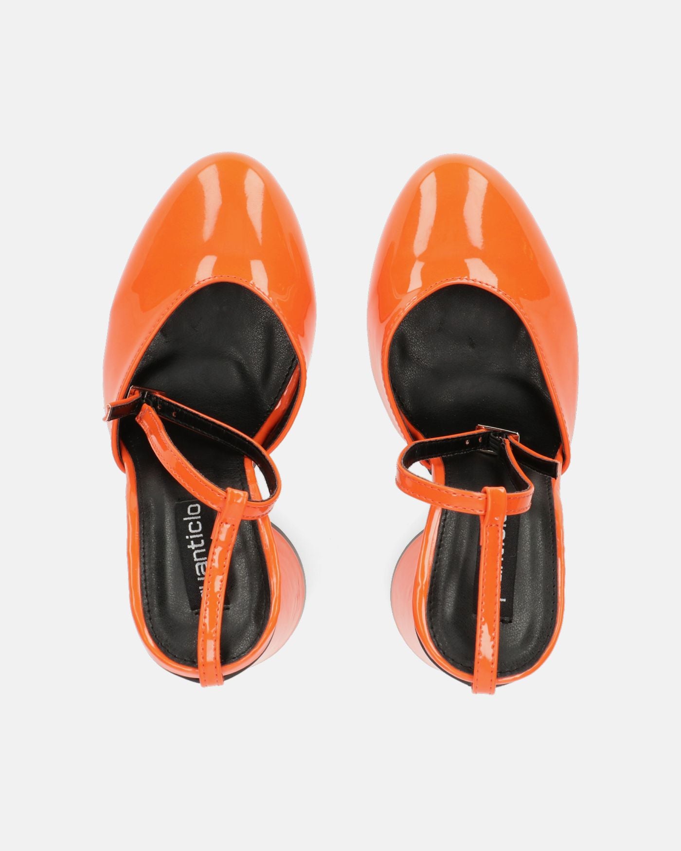MAYBELLE - sandales glassy orange à talon cylindrique