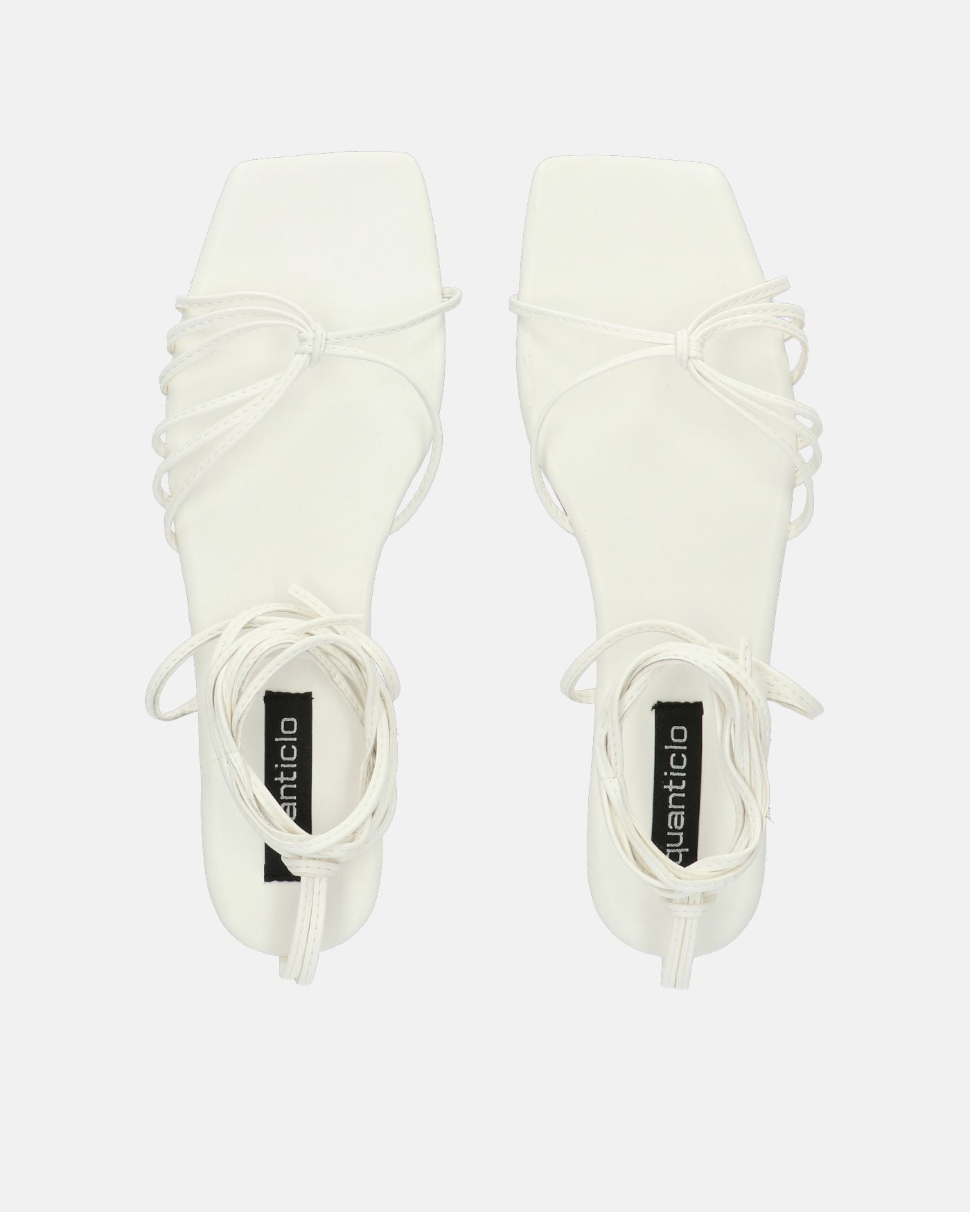 NECLA - sandale tong plate blanche à lacets