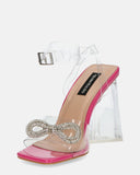 ERINDA - sandales rose à talon transparent et décoration sur le bout