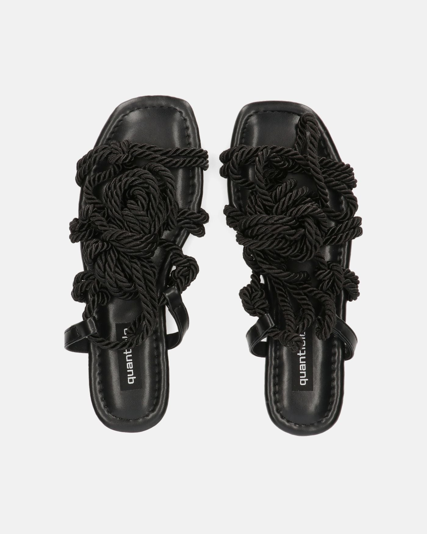 UNIQUE - sandales plates noires à lacets