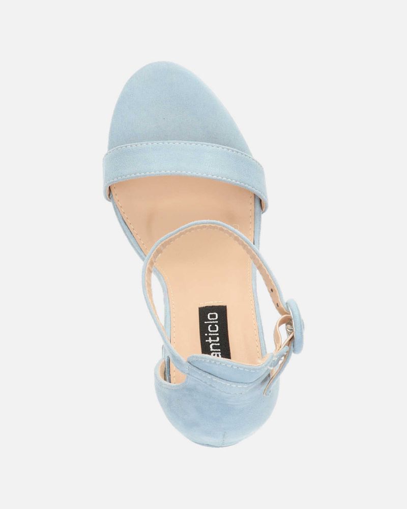 SELENE - sandales à talon carré bleu clair