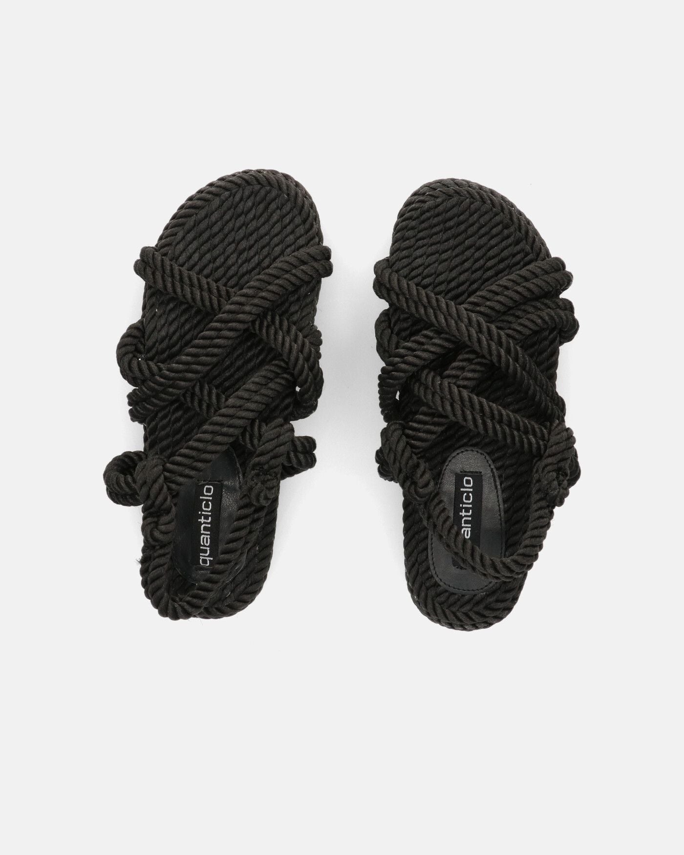 MARIYA - sandales en corde tressée noir