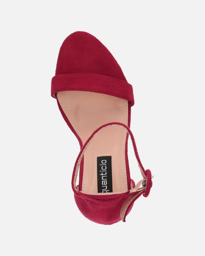 SELENE - sandales à talon carré en daim rouge