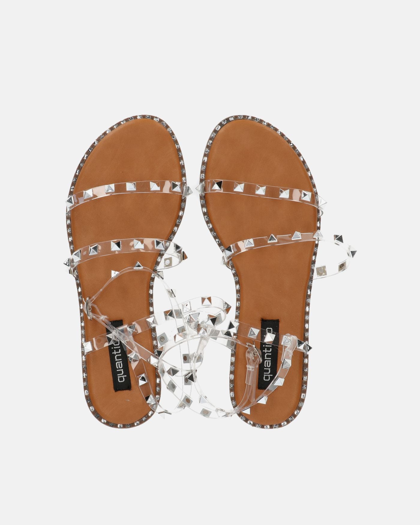 RAJA - sandales cloutées avec plexiglas transparent et semelle beige