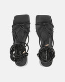 MARYNA - sandales noires en PU à lacets
