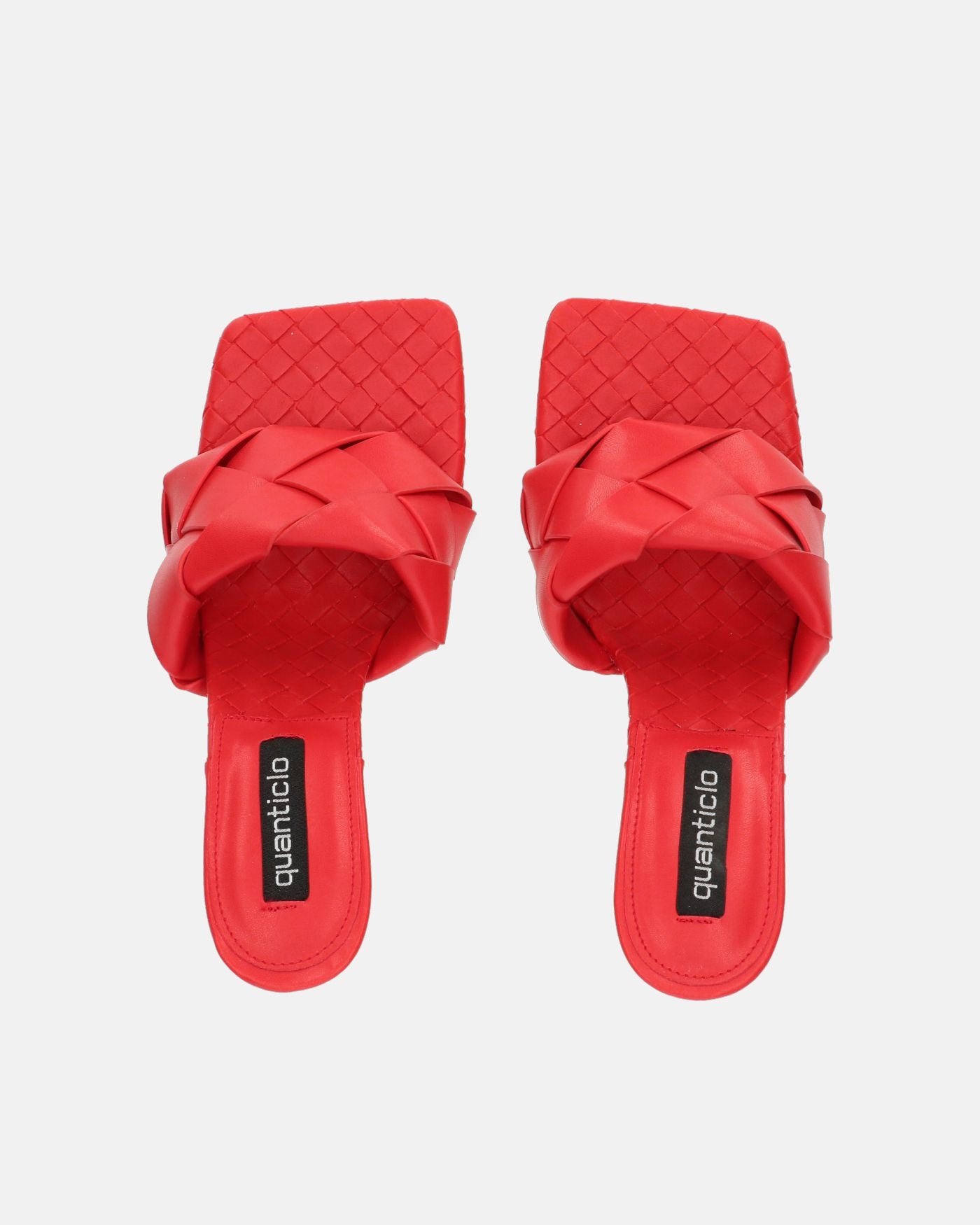 ENRICA - sandale en cuir tressé rouge avec talon