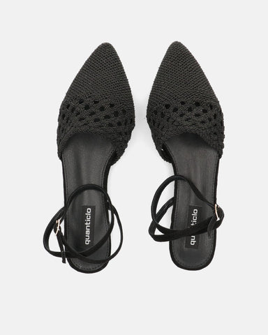 SWAMI - sandales plates noires avec décoration