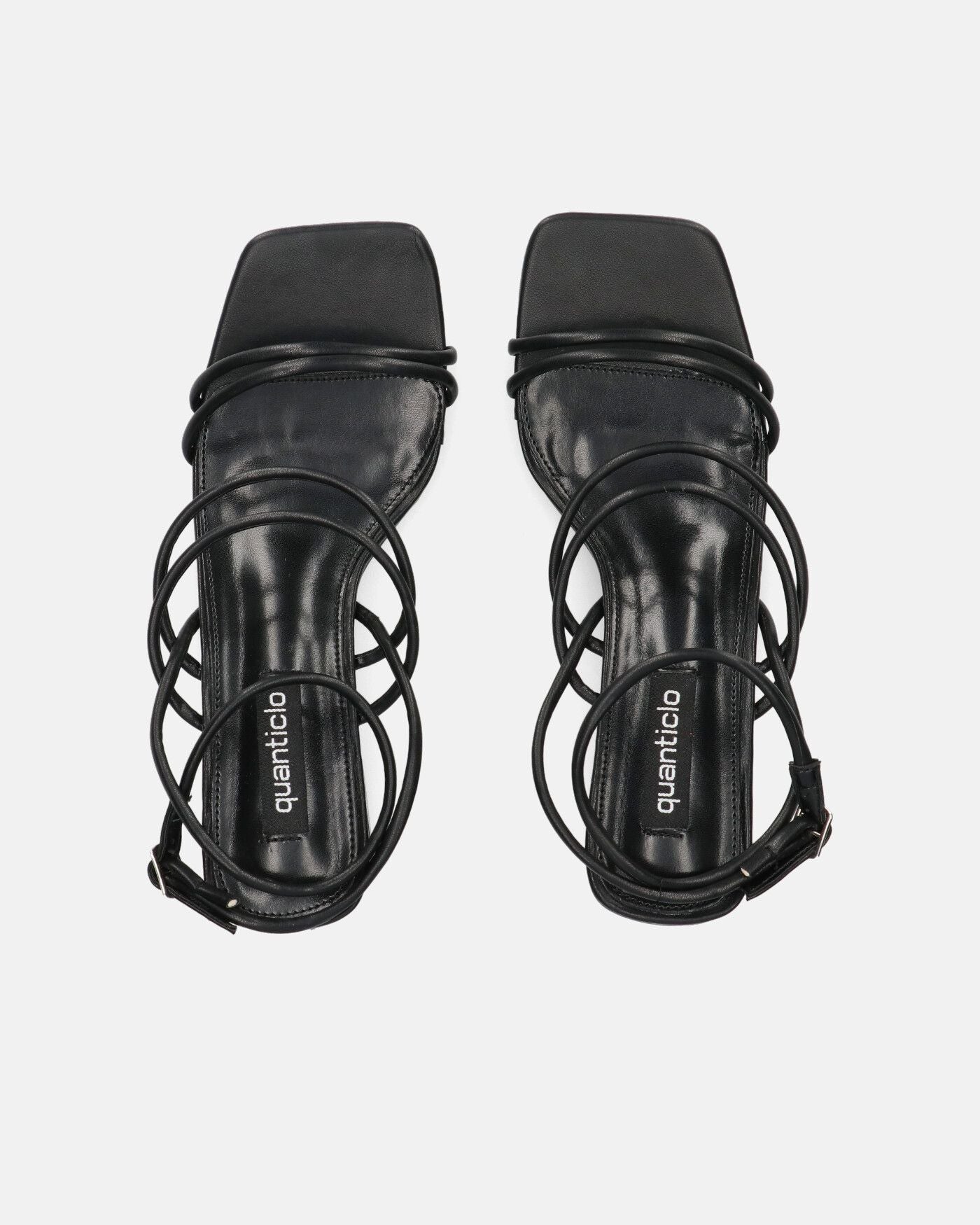 TIARA - sandales noir en éco-cuir à lacets