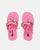 AURA - sandales plates rose avec chaîne dorée et lacets