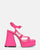 LORINA - sandales en lycra rose avec talon et plateforme