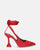 BRYGIDA - sandales pailletées rouges à lacets cloutés
