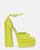 AVA - sandales à talons hauts en éco-cuir vert et pierres précieuses dans la bride