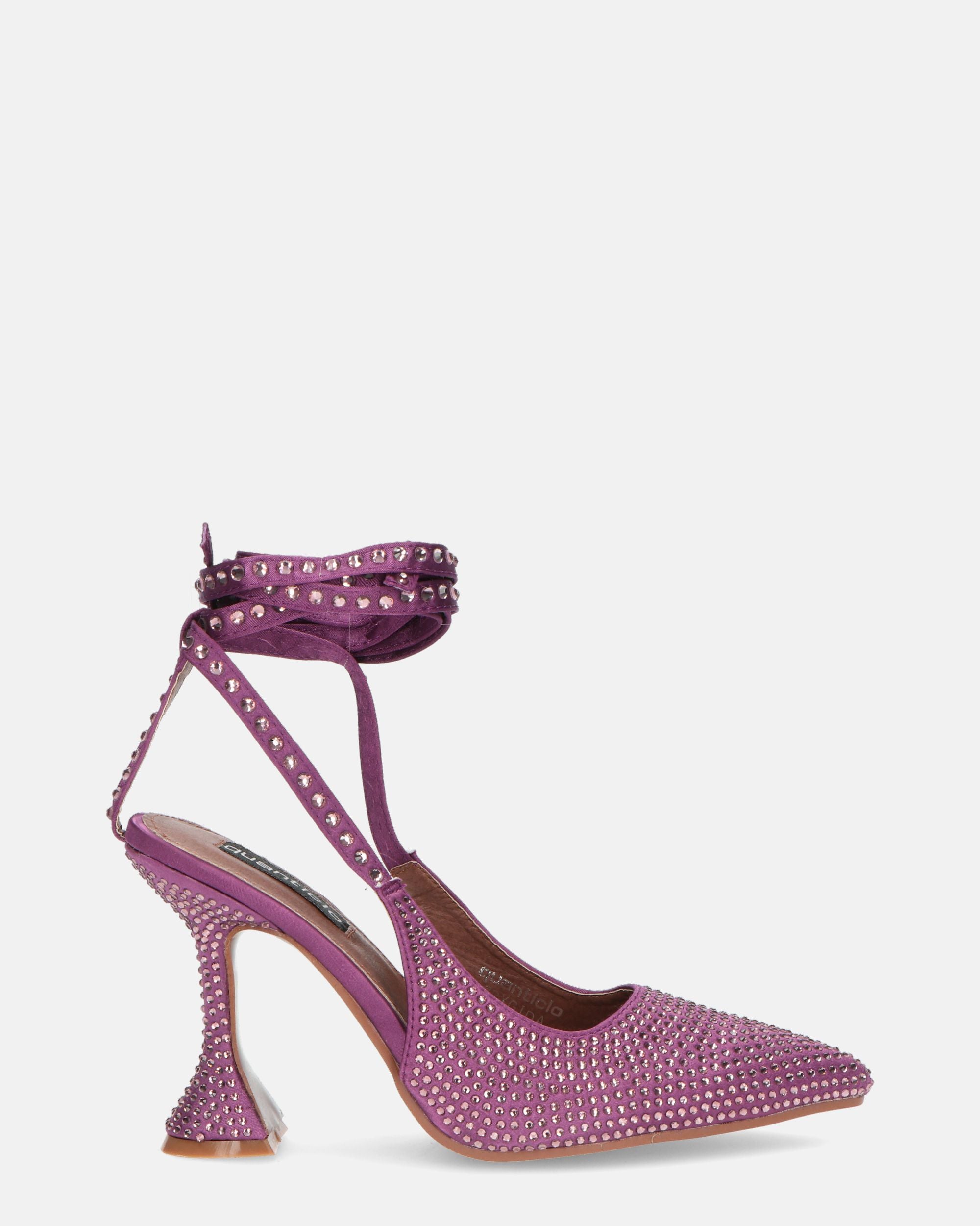 BRYGIDA - sandales à lacets cloutées violettes