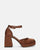 VIDA - chaussures à talon carré en satin marron