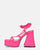 LORINA - sandales en lycra rose avec talon et plateforme