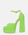 AVA - sandales à talons hauts en lycra vert et pierres précieuses dans la bride