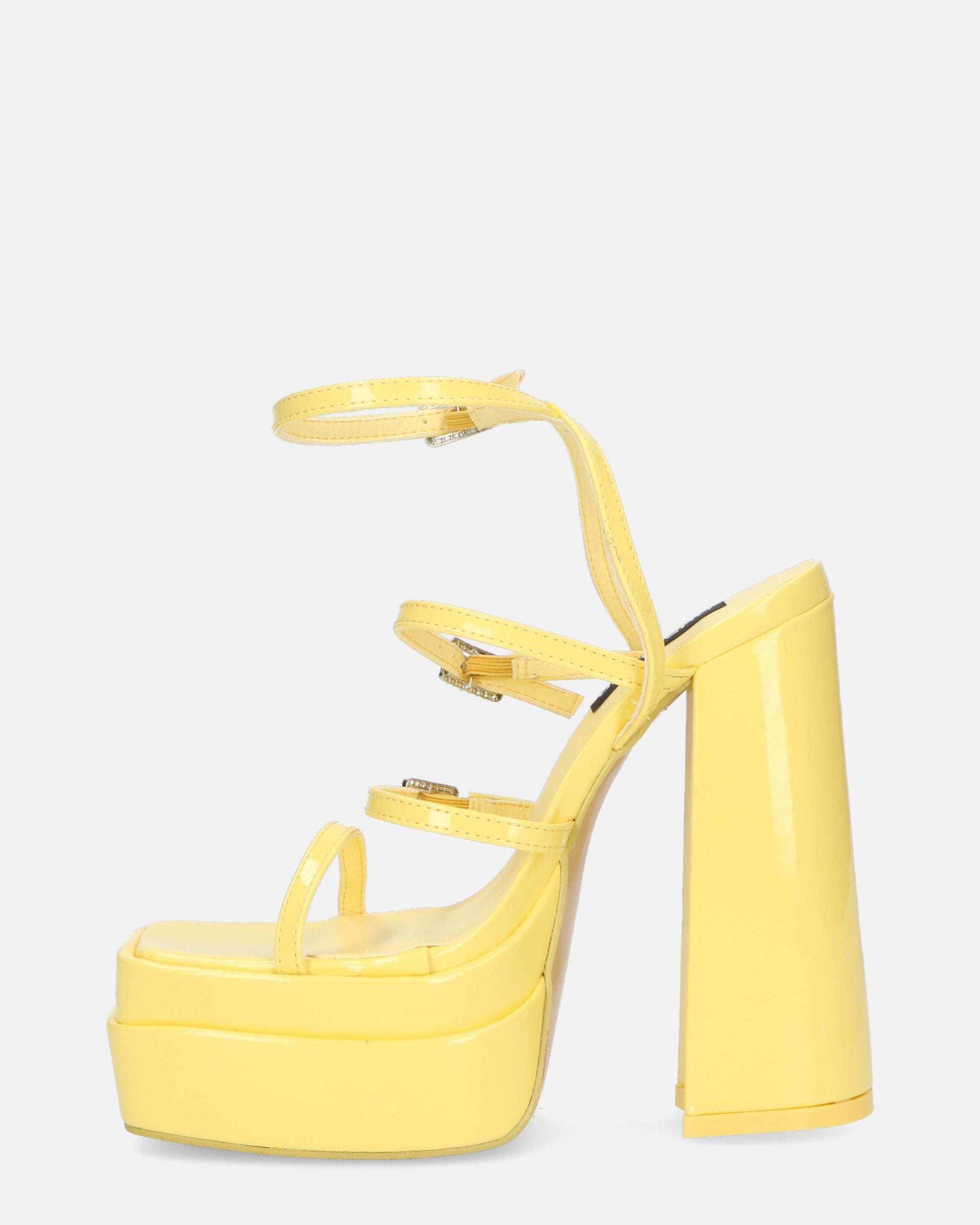 TEXA - sandales à bride et talon haut en jaune