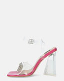 ERINDA - sandales rose à talon transparent et décoration sur le bout