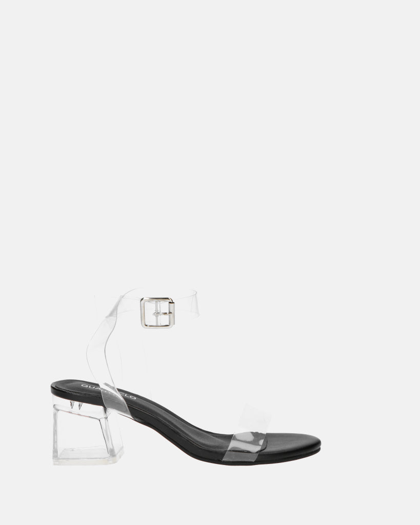 NENA - sandales noires avec bride en plexiglas