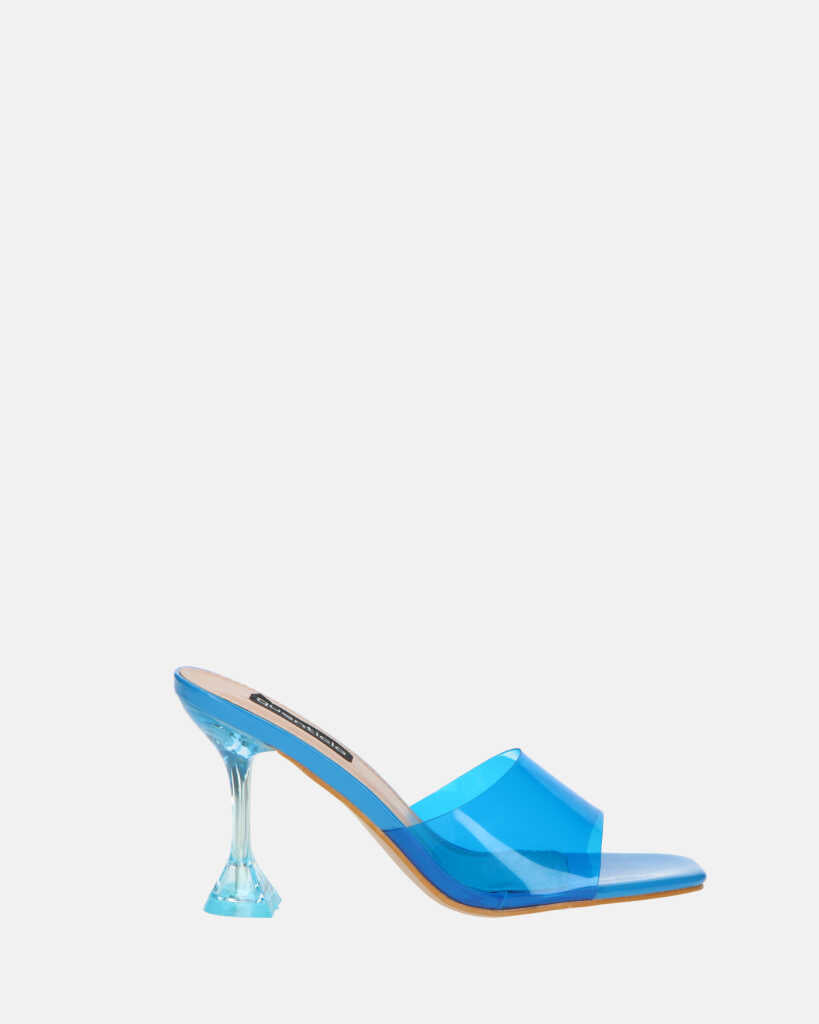 FIAMMA - sandale à talon en plexiglas bleu avec semelle en PU