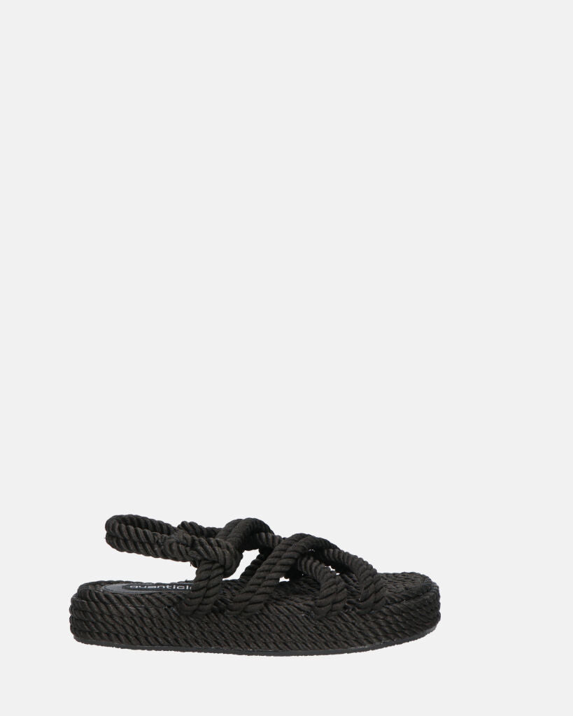 MARIYA - sandales en corde tressée noir