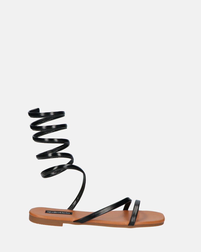 SIENNA - sandales à semelle marron et spirale noir