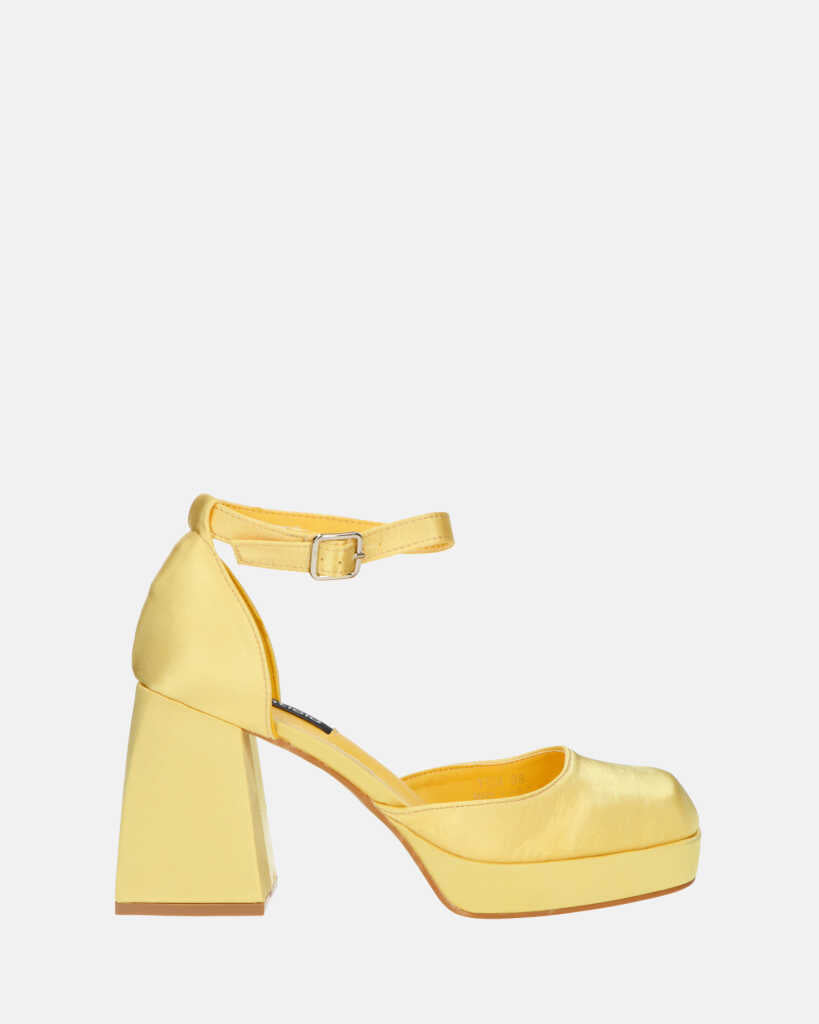 VIDA - chaussures à talon carré en lycra jaune
