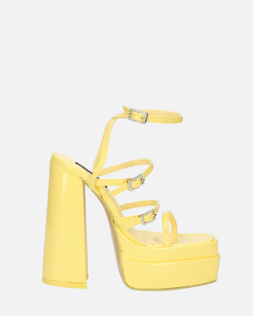 TEXA - sandales à bride et talon haut en jaune