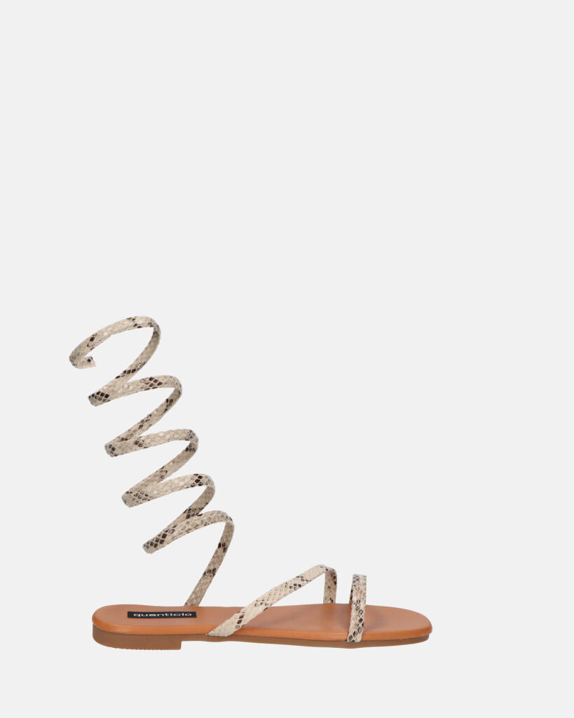 SIENNA - sandales à semelle marron et spirale en python