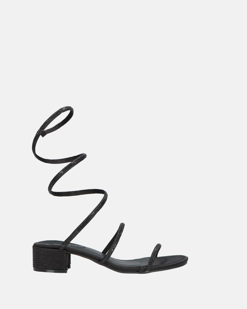 NATALIYA - sandales noir plates à spirale